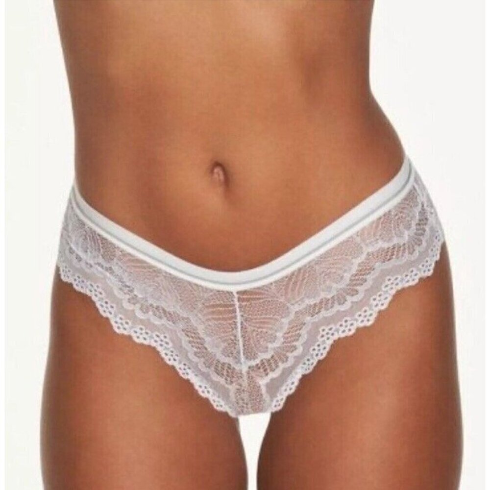 Frederick's of Hollywood Panty Large Caroline Boyshort Lace White Silver